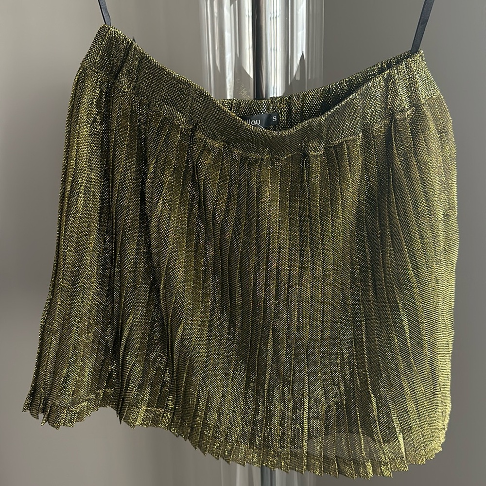Millau Gold Pleated Mini Skirt from LF - S